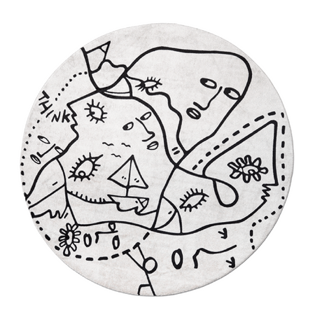   Black & White Round Rug | Oroa.com
