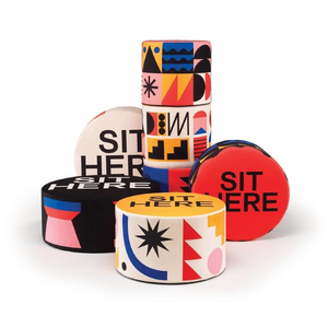   Multicolored Print Pouf | Oroa.com