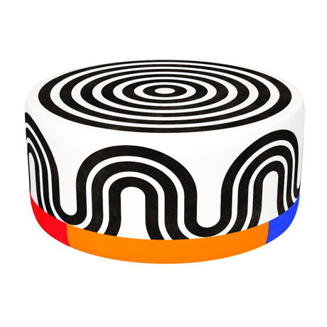   White Patterned Round Pouf L | Oroa.com