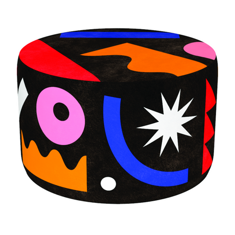   Patterned Black Pouf M | Oroa.com