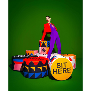   Multicolored Print Pouf | Oroa.com