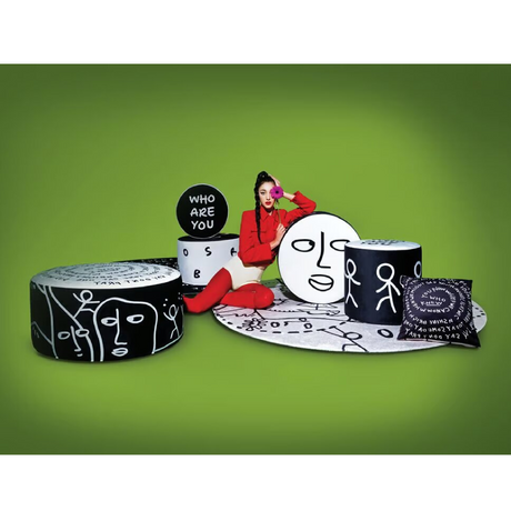   Stylized Drawings Round Pouf L | Oroa.com