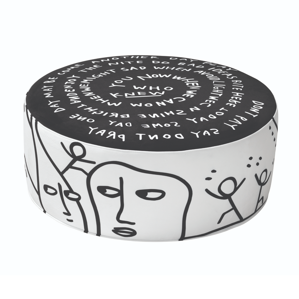   Graphic Print Round Pouf L | Oroa.com