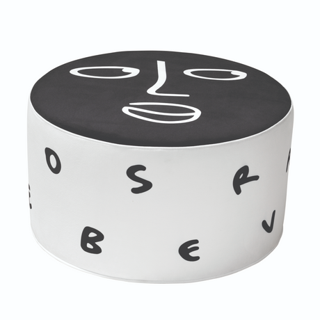   Graphic Print Round Pouf M | Oroa.com