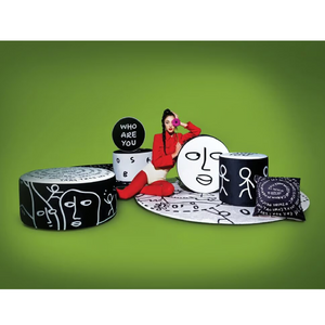   Graphic Print Round Pouf M | Oroa.com