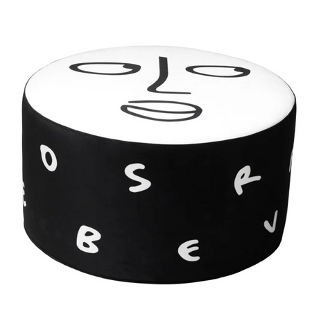   Letter Print Round Pouf M | Oroa.com