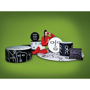   Stylized Drawing Cylinder Pouf S | Oroa.com