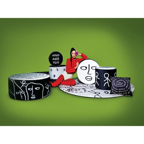   Stylized Drawing Cylinder Pouf S | Oroa.com