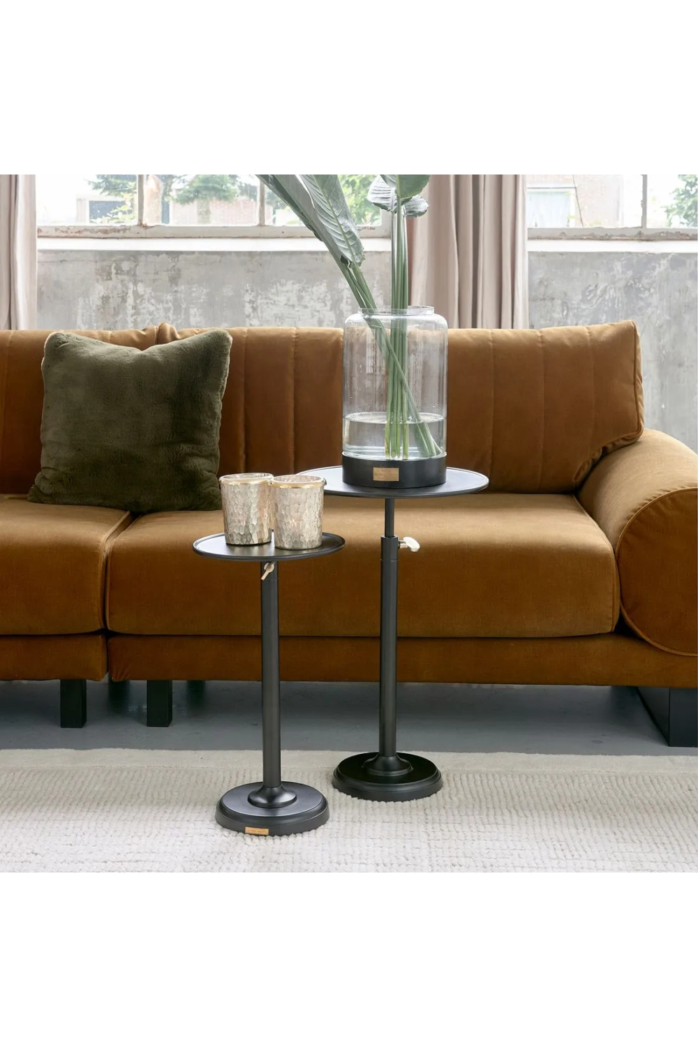   Black Aluminum Pedestal End Table | Oroa.com