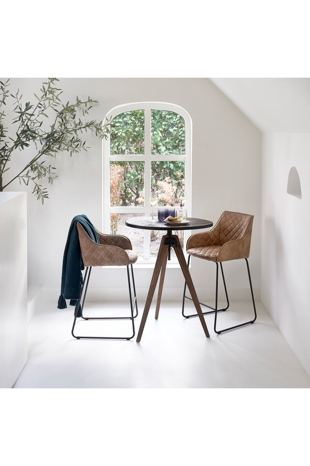   Quilted Leather Counter Stool | Oroa.com