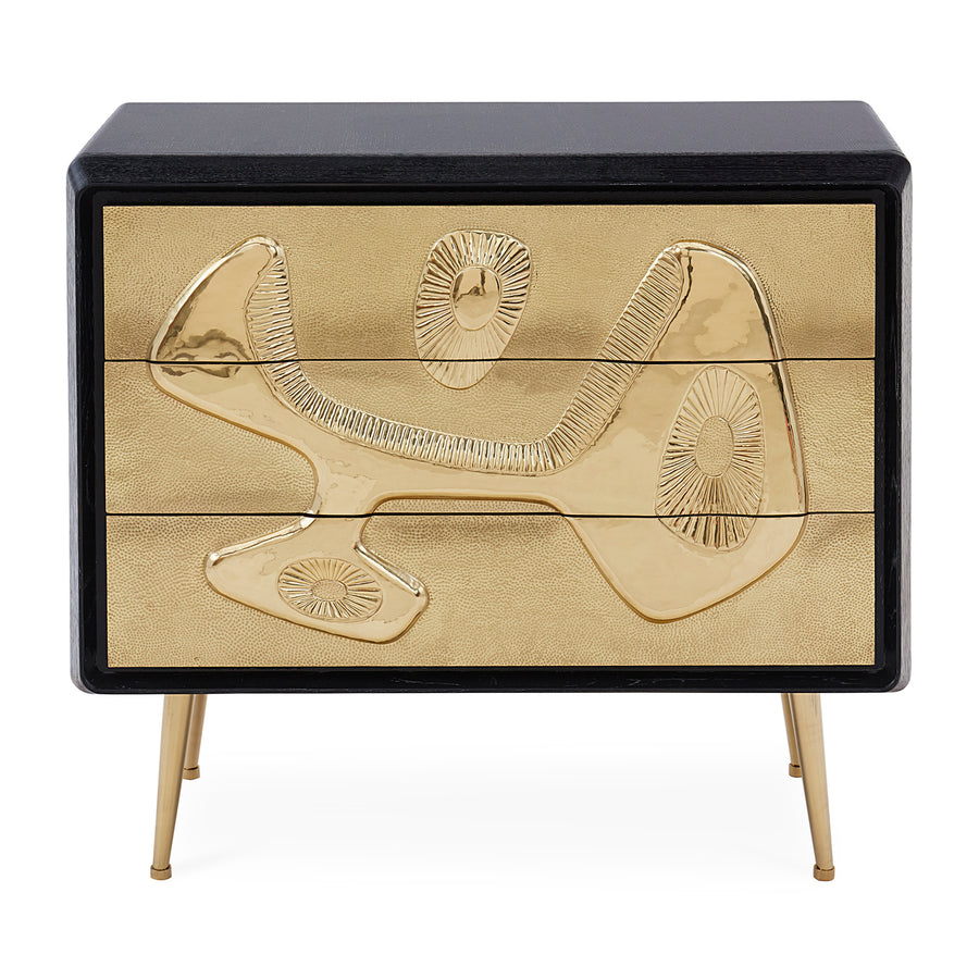   Hammered Brass 3-Drawer Chest | Oroa.com