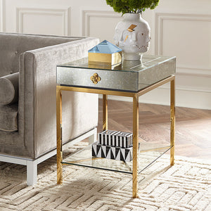   Antiqued Mirror 1-Drawer Side Table | Oroa.com