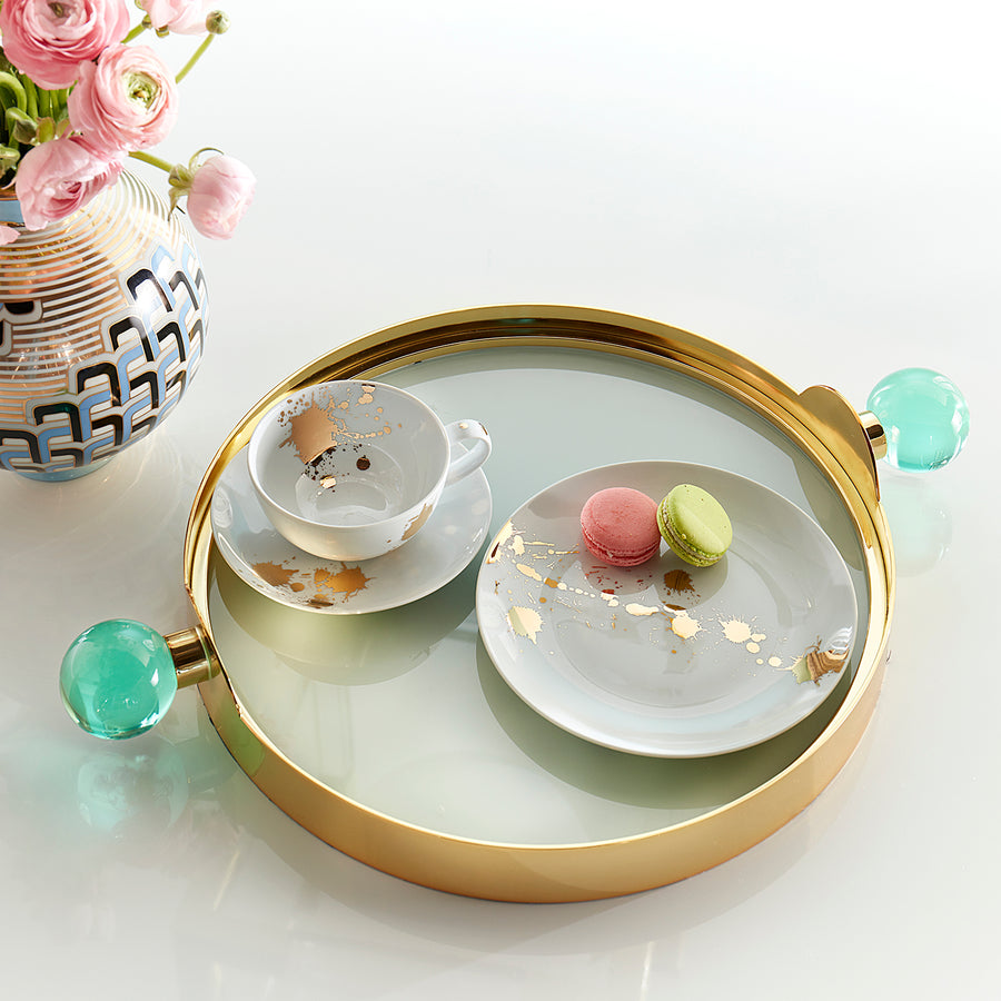   Brass Framed Round Tray | Oroa.com
