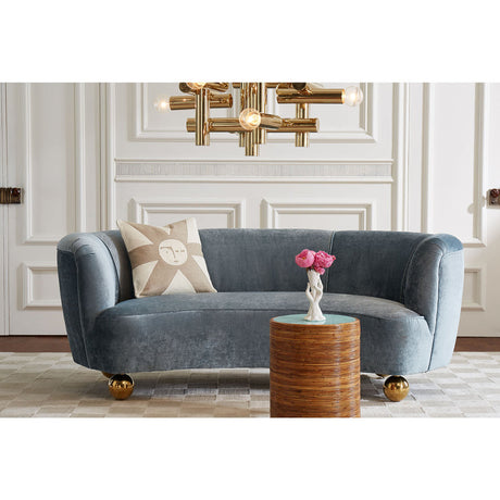   Brass Orb Feet Curved Sofa | Oroa.com