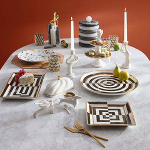   Gilded Porcelain Square Serving Tray | Oroa.com