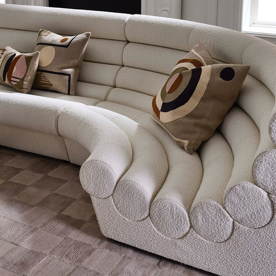  White Bouclé Channeled Corner Sofa | Oroa.com