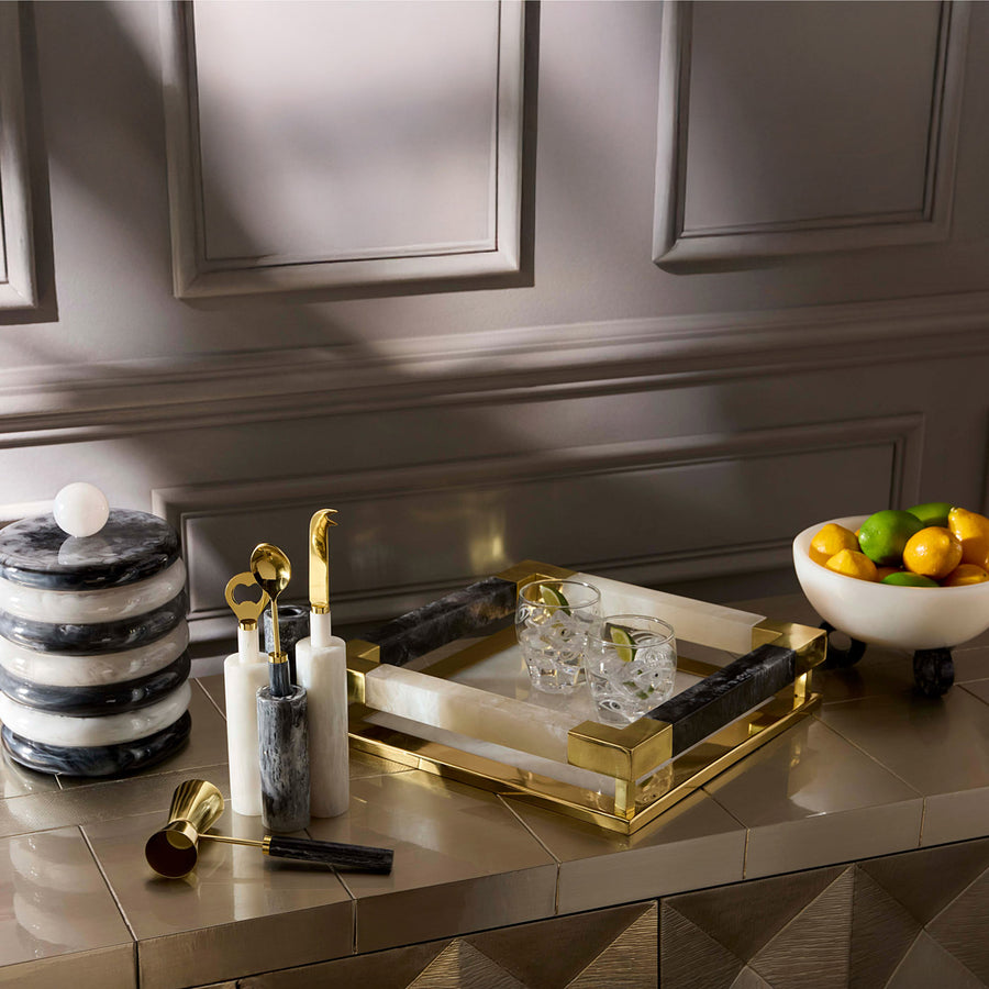   Marbleized Black & White Barware Set | Oroa.com