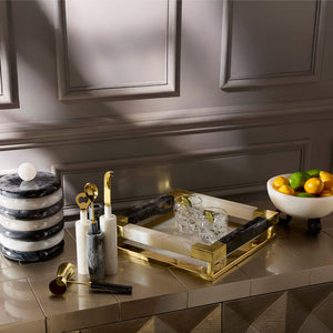   Marbleized Black & White Barware Set | Oroa.com