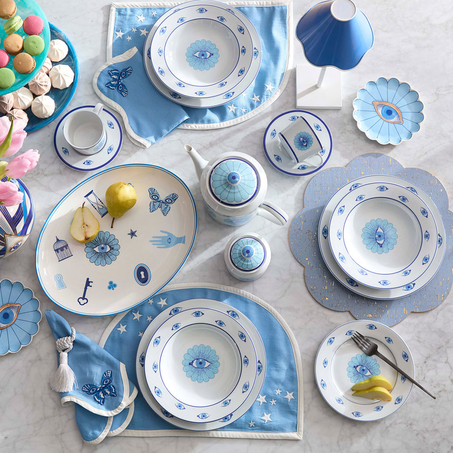   Light Blue Petal Plate Set (4) | Oroa.com