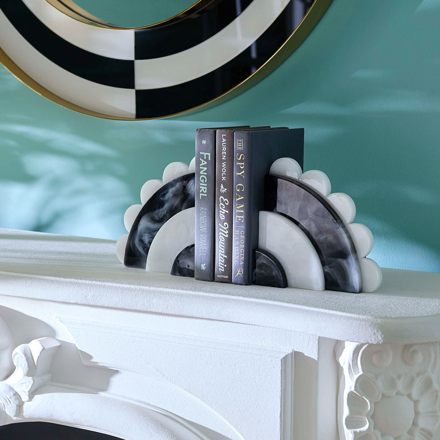   Scalloped Black & White Bookends | Oroa.com