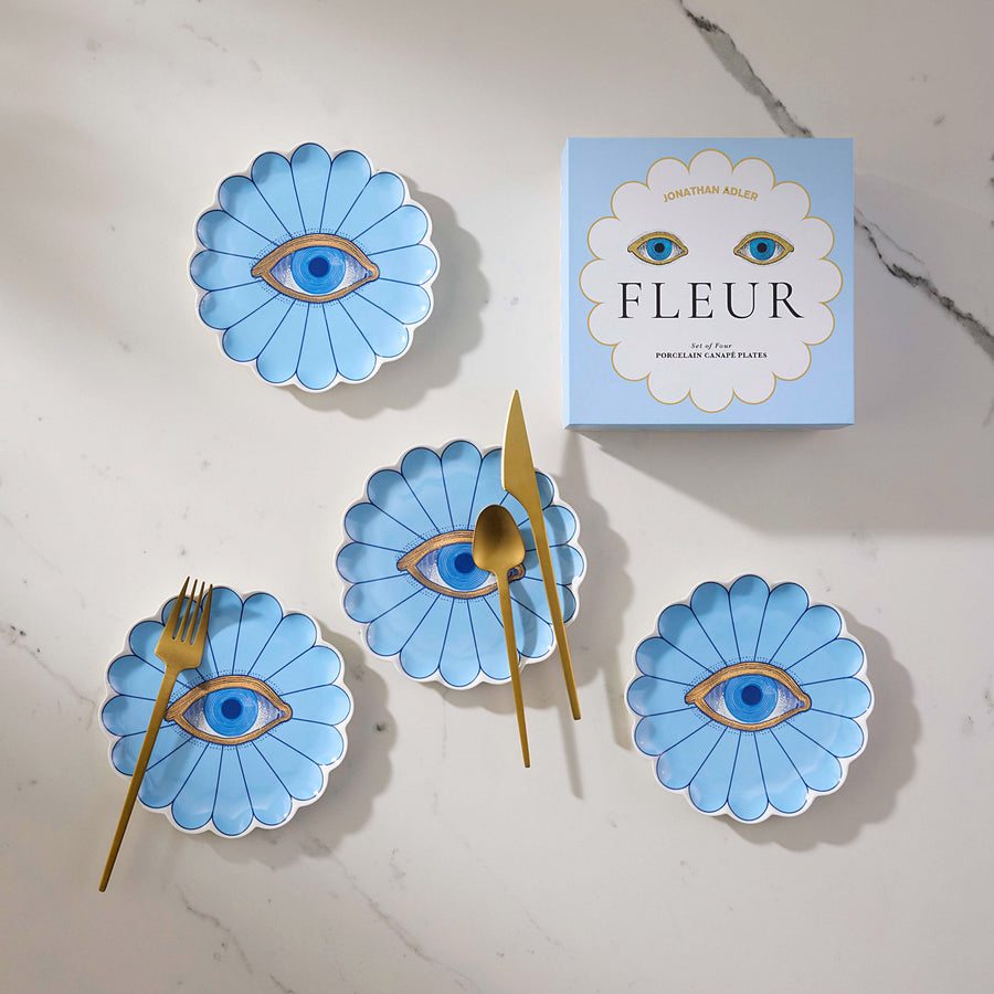   Light Blue Petal Plate Set (4) | Oroa.com