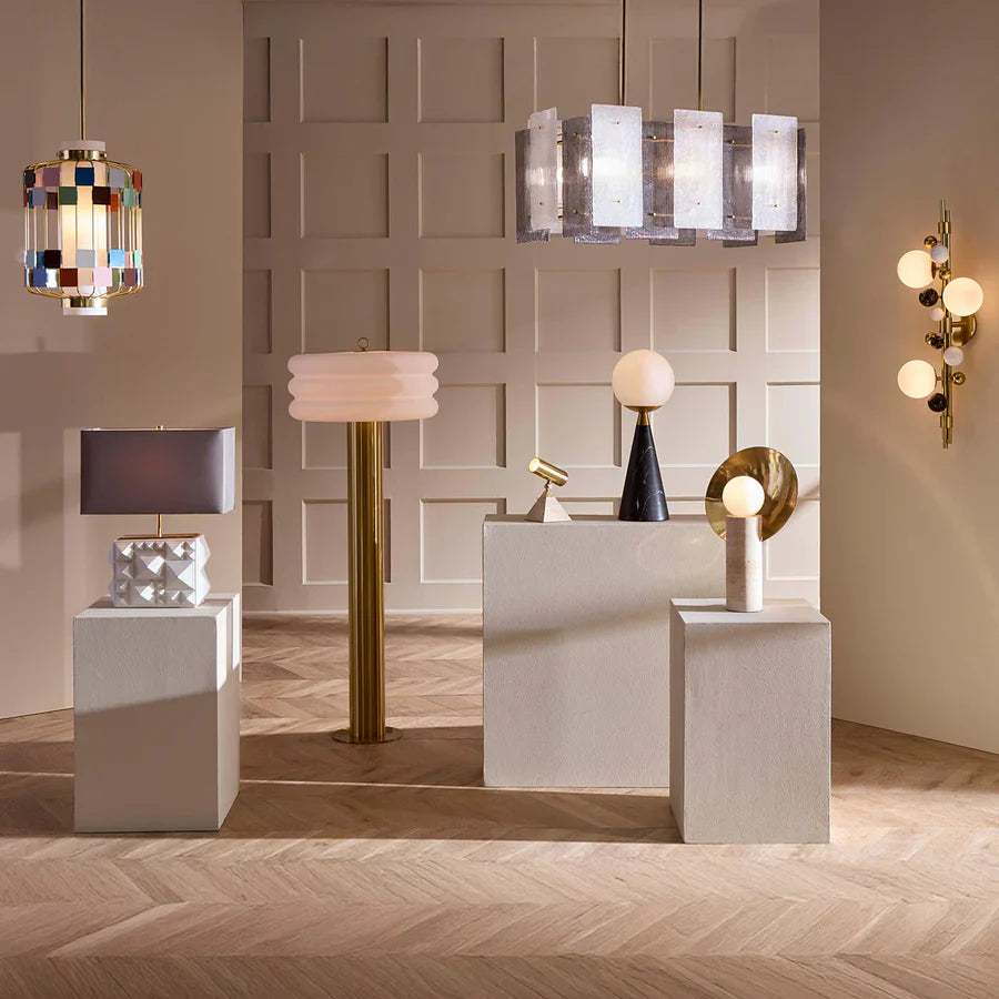   Cylindrical Travertine Table Lamp | Oroa.com