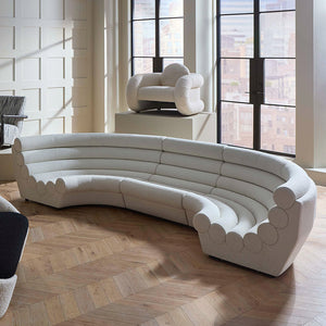   White Bouclé Channeled Slipper Sofa | Oroa.com