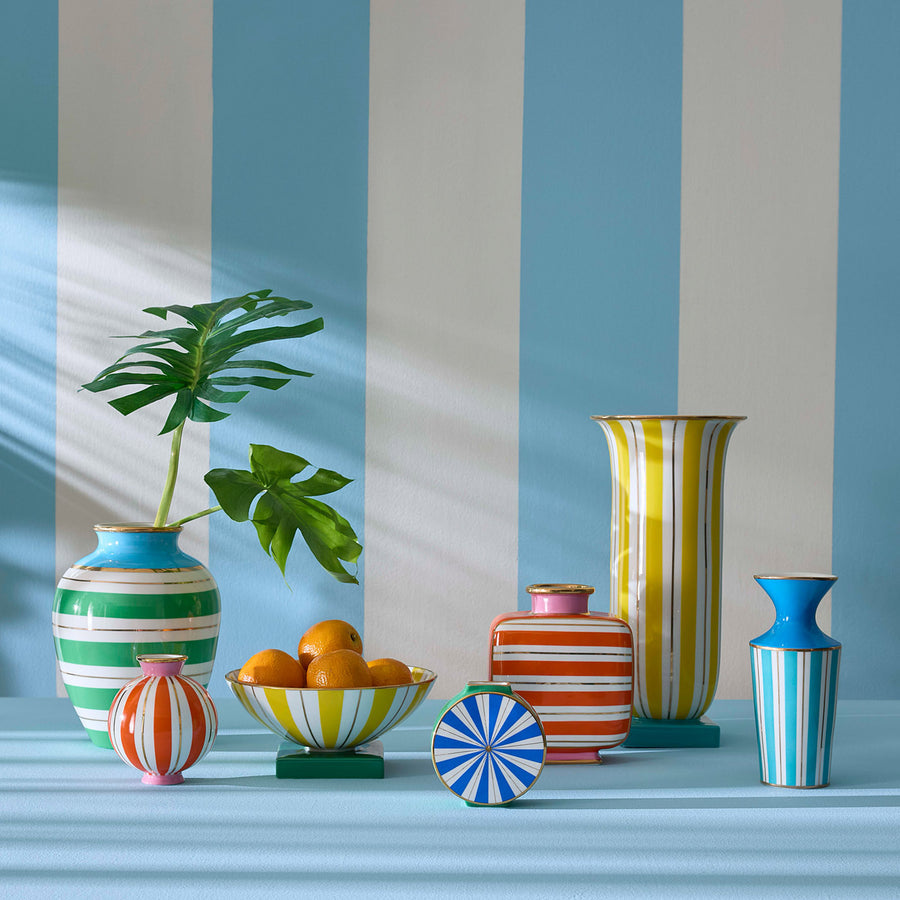   Green Stripes Porcelain Urn | Oroa.com