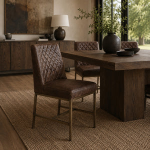   Modern European furniture - Diamond-Stitched Leather-Inspired Dining Chairs (2) - www.oroa.com | Oroa.com