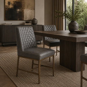   Modern European furniture - Diamond-Stitched Leather-Inspired Dining Chairs (2) - www.oroa.com | Oroa.com