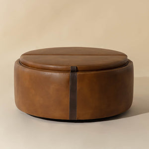   Modern European furniture - Round Leather Wheeled Storage Ottoman - www.oroa.com | Oroa.com