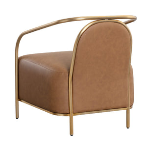   Modern European furniture - Gold Framed Leather Lounge Chair - www.oroa.com | Oroa.com