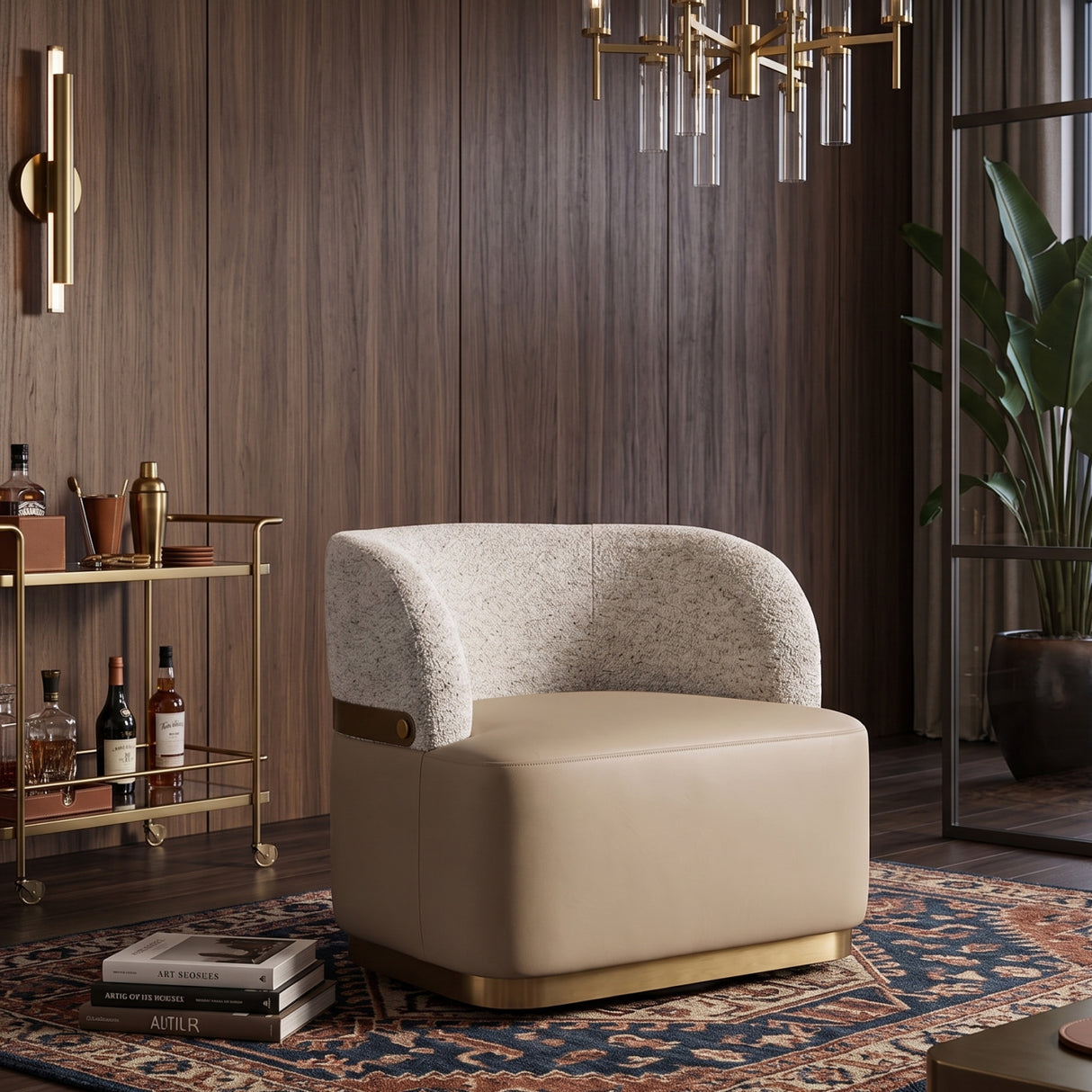   Modern European furniture - Leather Seat Swivel Lounge Chair - www.oroa.com | Oroa.com