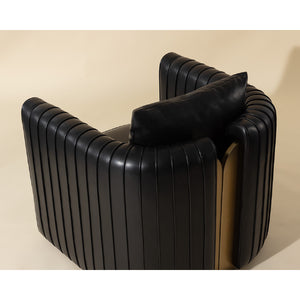   Modern European furniture - Leather Channel-Piped Lounge Chair - www.oroa.com | Oroa.com