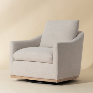   Modern European furniture - White Linen Swivel Lounge Chair - www.oroa.com | Oroa.com