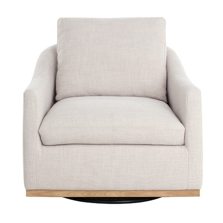   Modern European furniture - White Linen Swivel Lounge Chair - www.oroa.com | Oroa.com