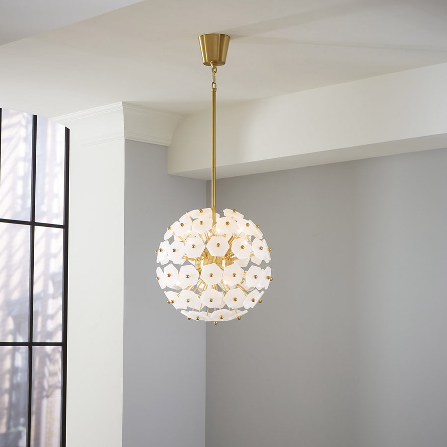   White Glass Hexagons Globe Chandelier | Oroa.com