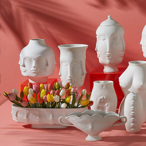   Unglazed Porcelain Face Vase L | Oroa.com