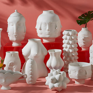   Unglazed Porcelain Giant Face Vase | Oroa.com