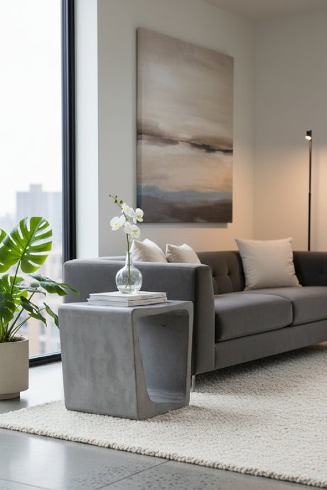   Modern European furniture - Gray Asymmetrical Indoor/Outdoor End Table - www.oroa.com | Oroa.com