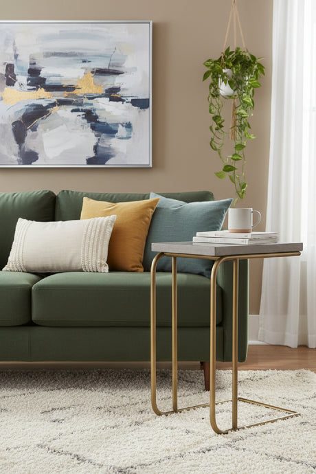   Modern European furniture Gray Concrete C-Shaped End Table  - www.oroa.com | Oroa.com