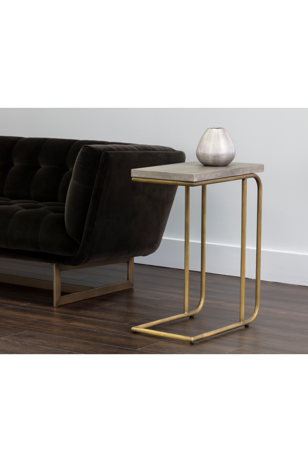   Modern European furniture Gray Concrete C-Shaped End Table  - www.oroa.com | Oroa.com