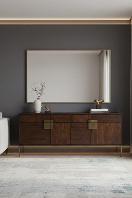   Modern European furniture - Brown Wooden 4-Drawer Sideboard - www.oroa.com | Oroa.com