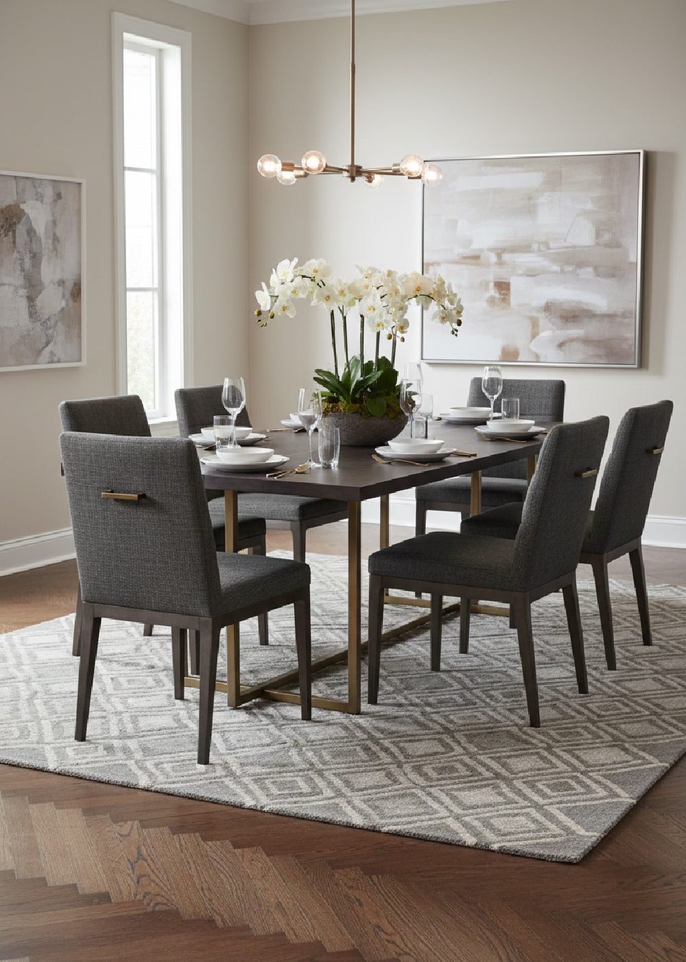   Modern European furniture - Contemporary Wood & Brass Dining Table - www.oroa.com | Oroa.com