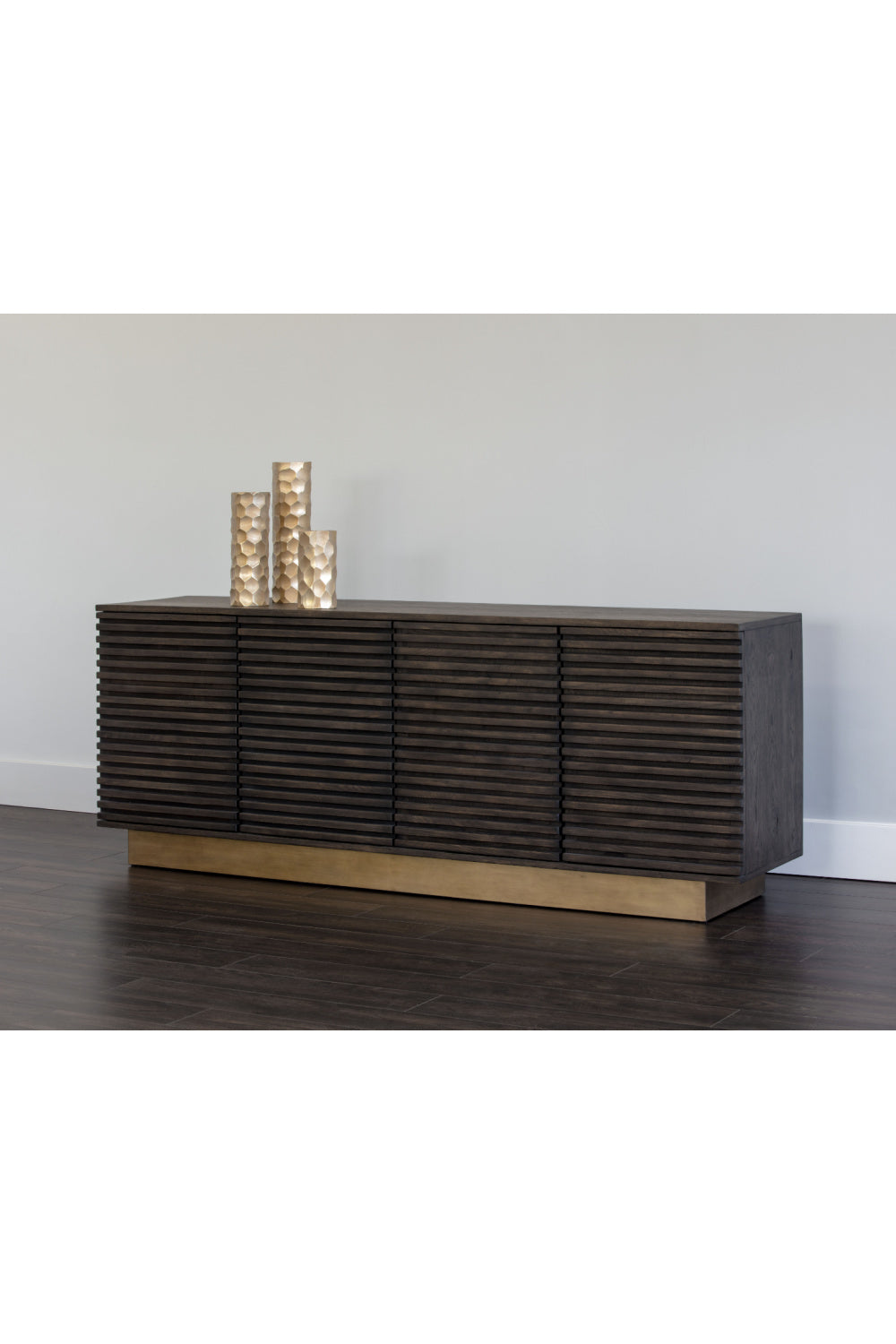   Modern European furniture - Brown Oak Fluted 4-Door Sideboard - www.oroa.com | Oroa.com