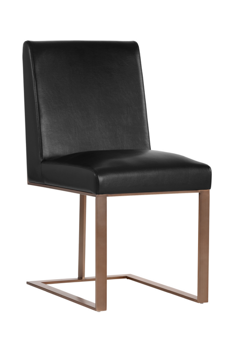   Modern European furniture - Black Leather Cantilevered Dining Chair - www.oroa.com | Oroa.com