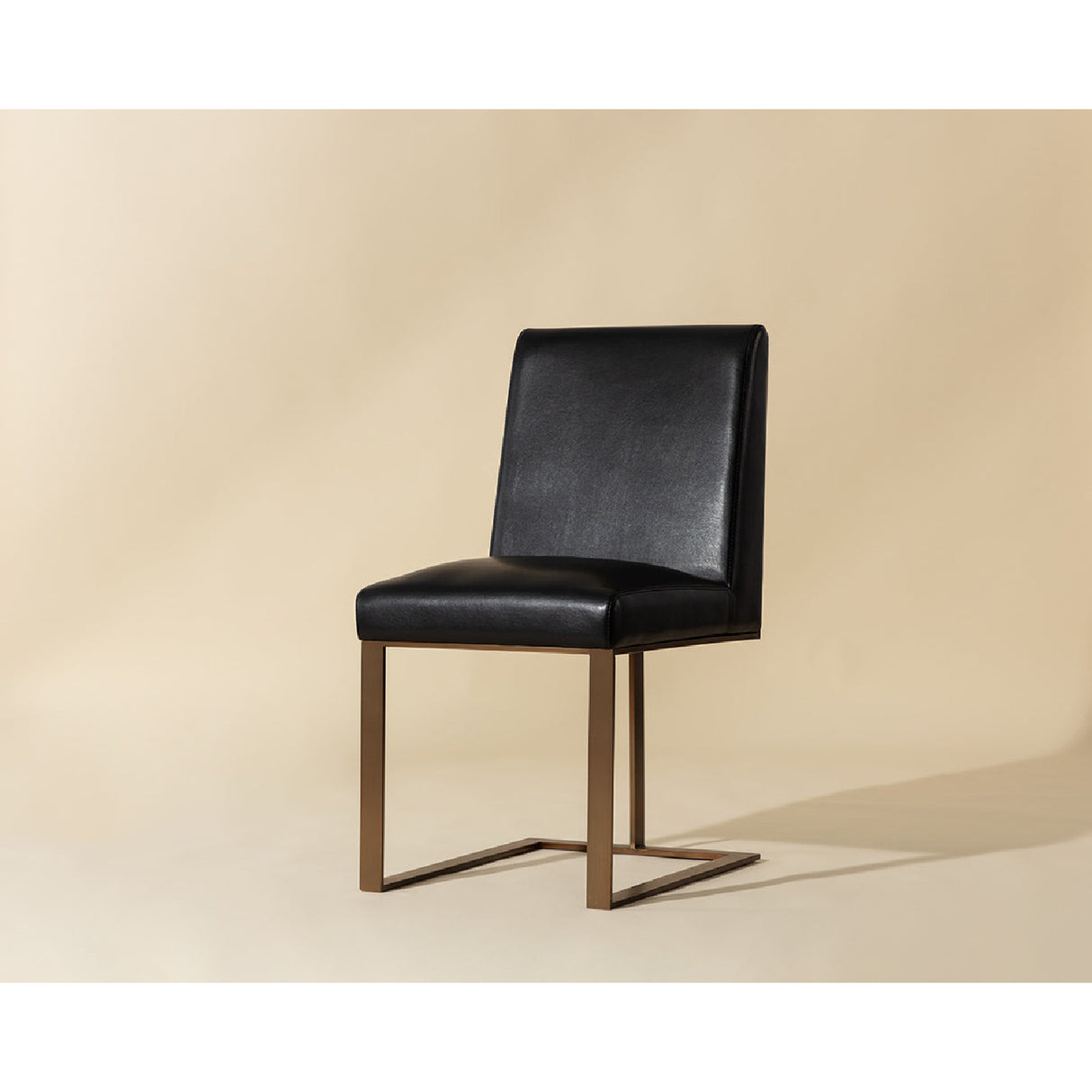   Modern European furniture - Black Leather Cantilevered Dining Chair - www.oroa.com | Oroa.com