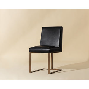   Modern European furniture - Black Leather Cantilevered Dining Chair - www.oroa.com | Oroa.com