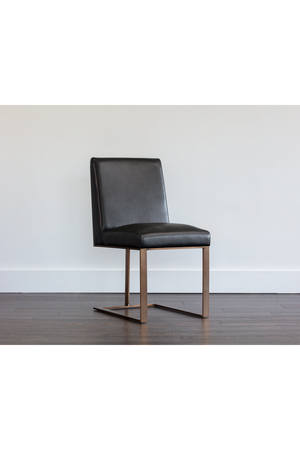   Modern European furniture - Black Leather Cantilevered Dining Chair - www.oroa.com | Oroa.com