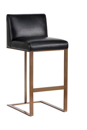   Modern European furniture - Black Leather Cantilevered Bar Stool  - www.oroa.com | Oroa.com